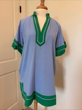 entro Blue Tunic Polo with Green Contrast Trim